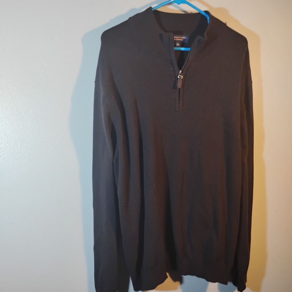 Roundtree & Yorke Quarter-Zip Sweater, Mens XL Dark Brown Mock Neck Knit